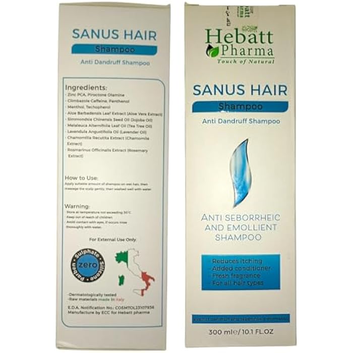 Shampoo (Sanus Hair) Shampoo Effective Anti Dandruff Oil Inflammation Scalp Irritation 300ml - Suitable for All Hair Types I from Al Shabrawini Pharmacy - Image 5